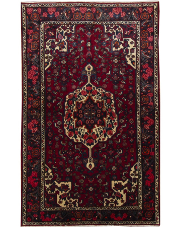 Hosseinabad Vintage Red Wool Hand Knotted Persian Rug