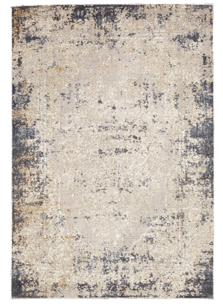 Charlotte Medallion Distressed 03 Muted Grey Ivory Loomed Turkish Rug