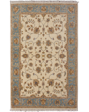 Punja Beige Wool Hand Knotted Indian Rug