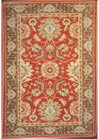 Calcutta Red/Brown Wool Loomed Indian Rug