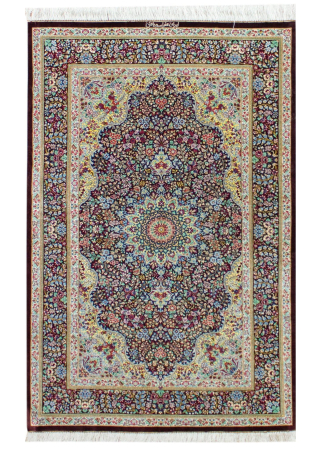 Qum Eshagi Brown Wool & Silk Hand Knotted Persian Rug