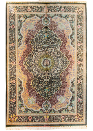 Qum Saboori Multi Wool & Silk Hand Knotted Persian Rug