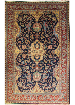 Tabriz Emad Blue Wool Hand Knotted Persian Rug