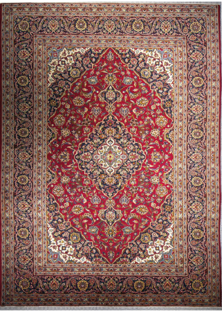 Kashan Vintage Red Wool Hand Knotted Persian Rug