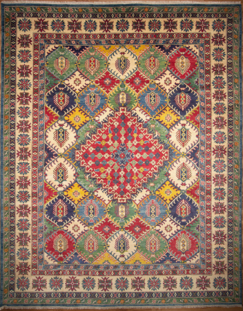 Kazak Wool Hand Knotted Afghan Rug