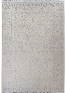Ariana Cream Wool & Silk Hand Knotted Indian Rug