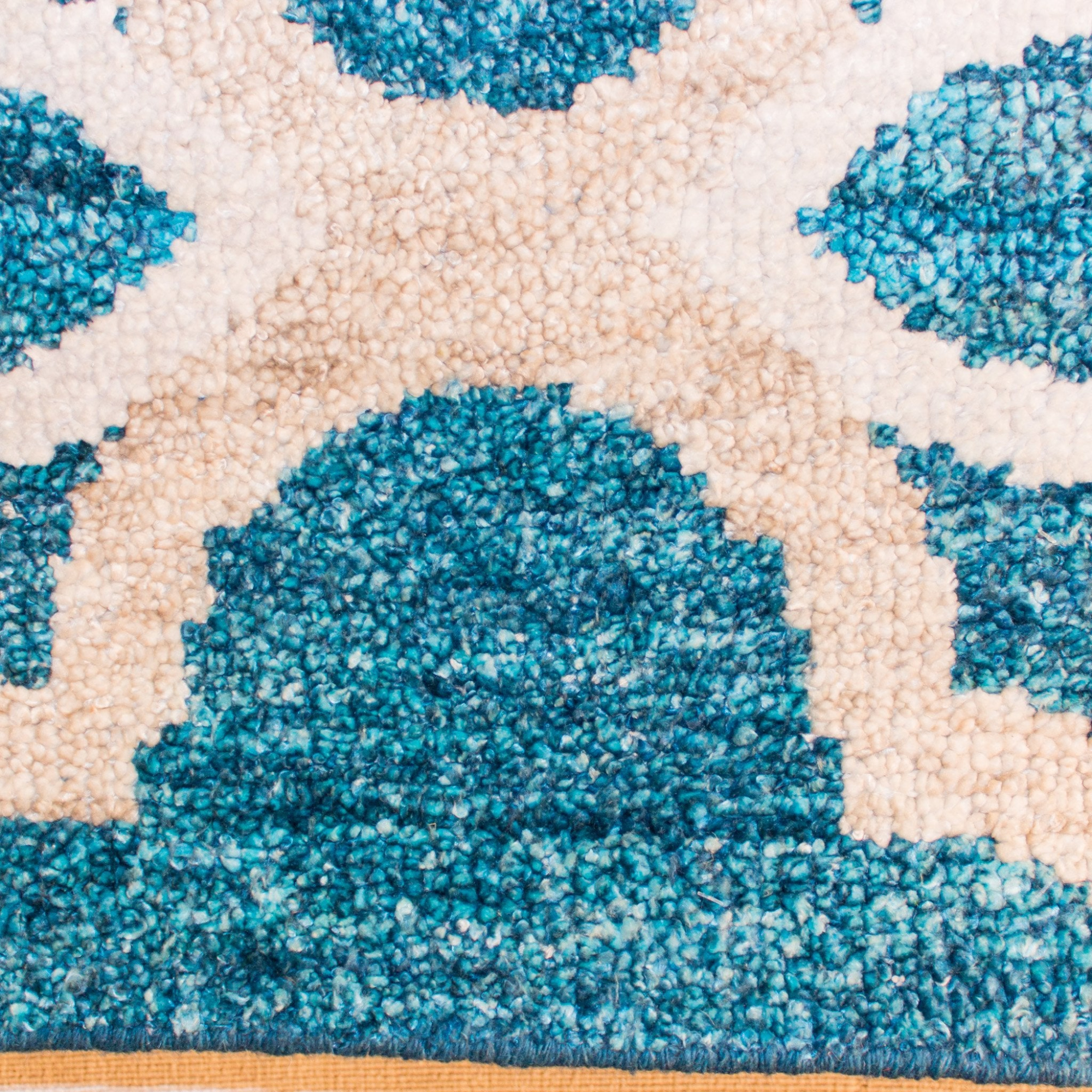 Pouria Silk Hand Knotted Indian Rug, featuring Blue tones and Geometric design, ideal area rug for any room in your home.