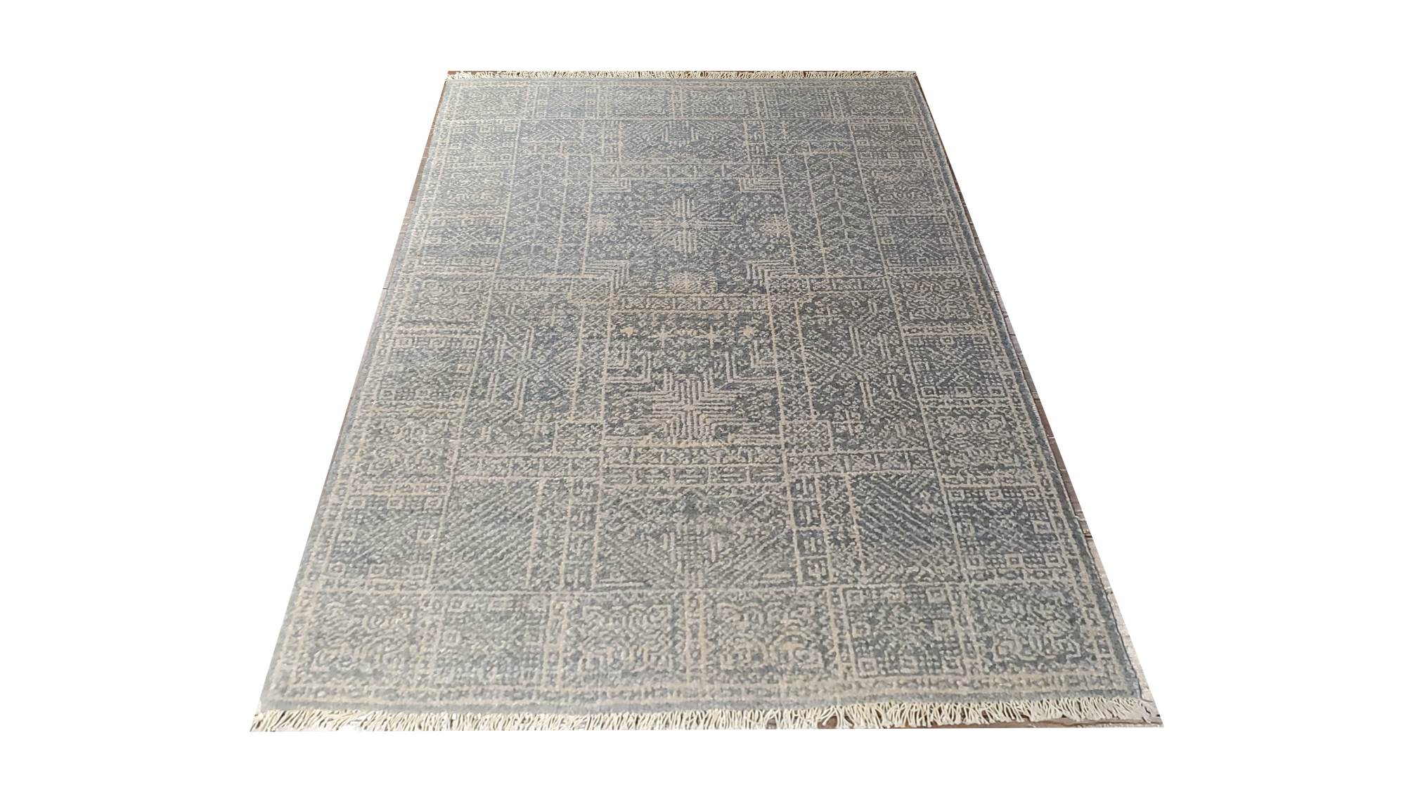Agra Mix Wool Hand Knotted Indian Rug, featuring Grey tones and Geometric design, ideal area rug for any room in your home.