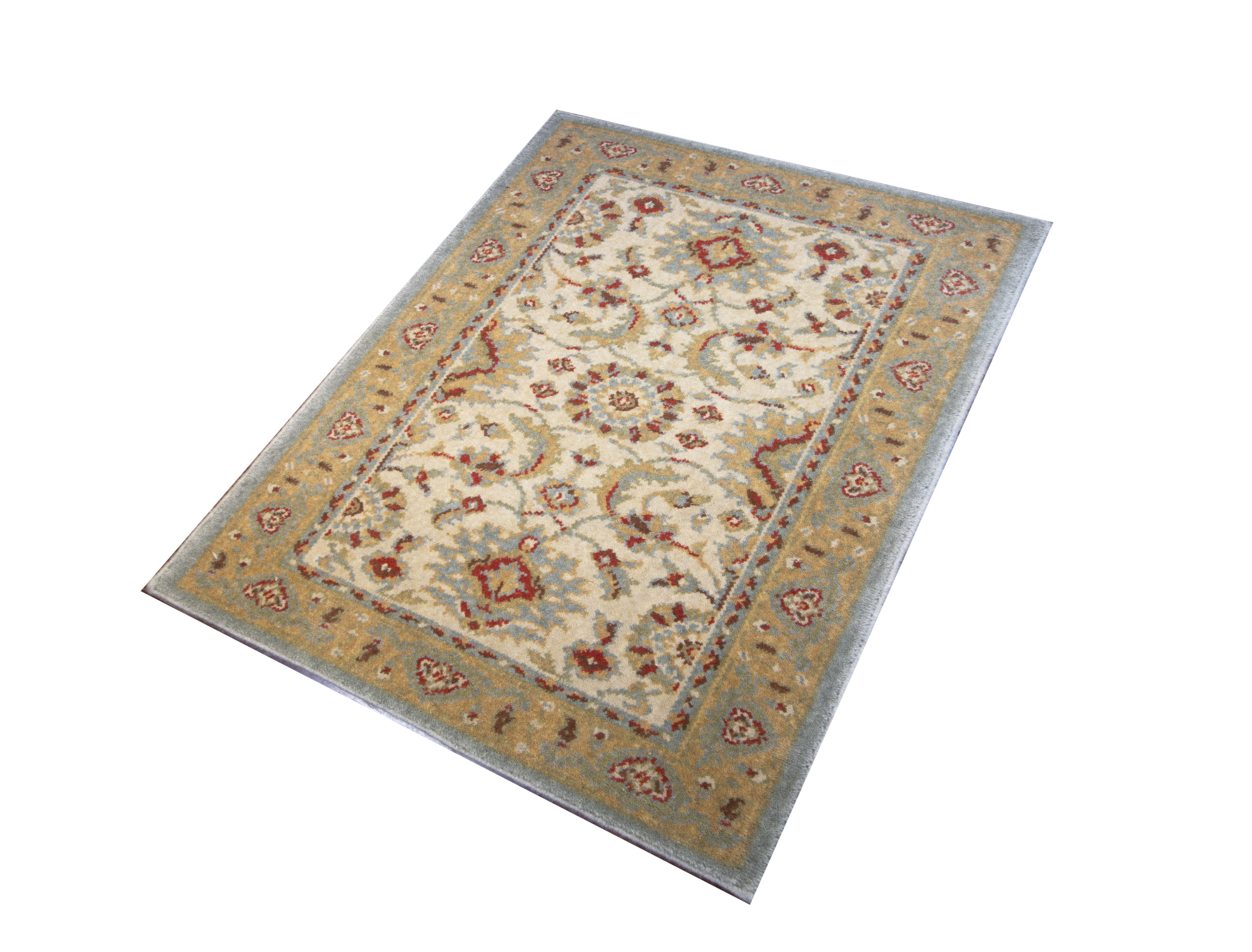 Calcutta Ivory/Gold Wool Loomed Indian Rug, featuring Ivory tones and Floral design, ideal area rug for any room in your home.