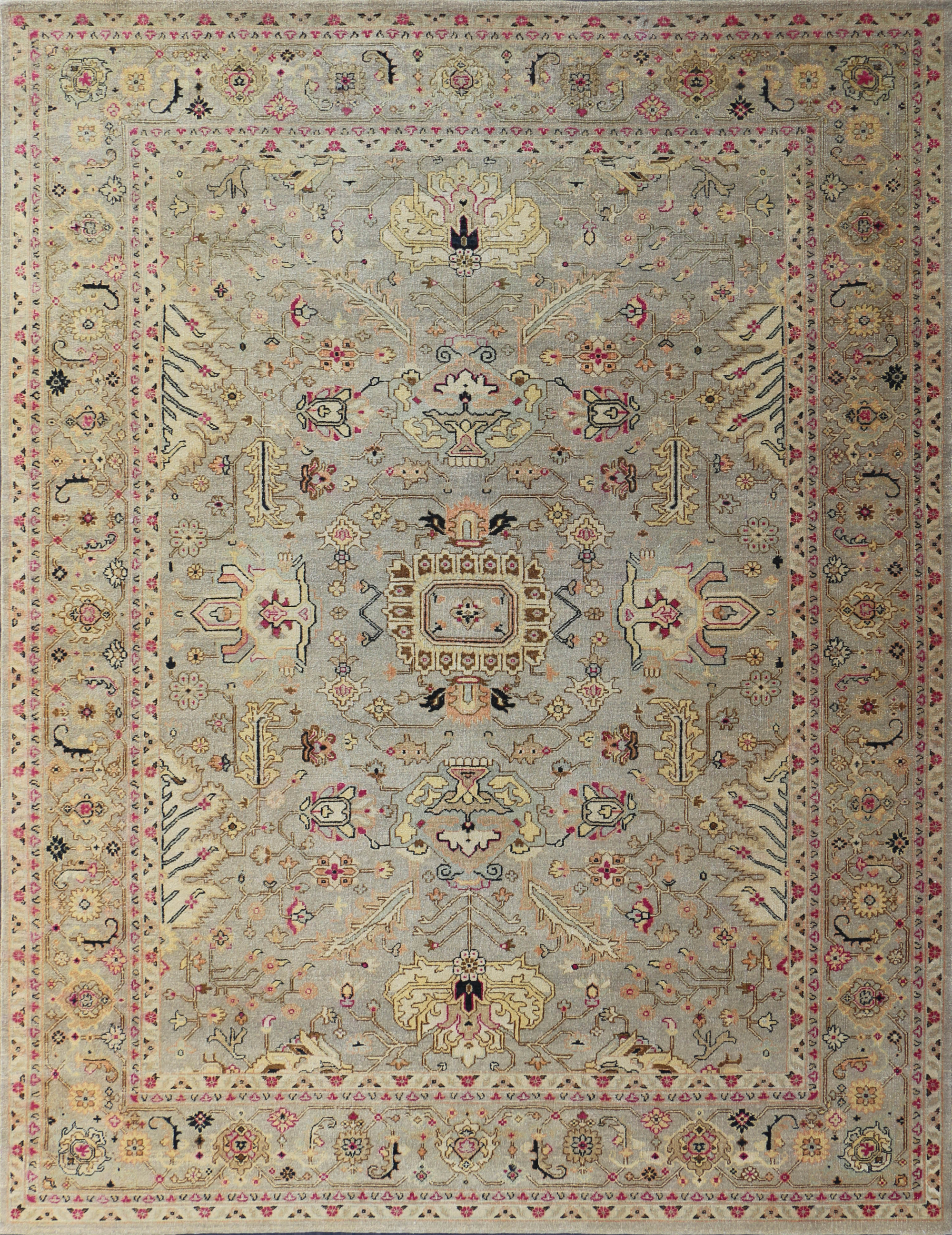 Oxidized Camel Wool Hand Knotted Indian Rug, featuring Ivory tones and Floral design, ideal area rug for any room in your home.