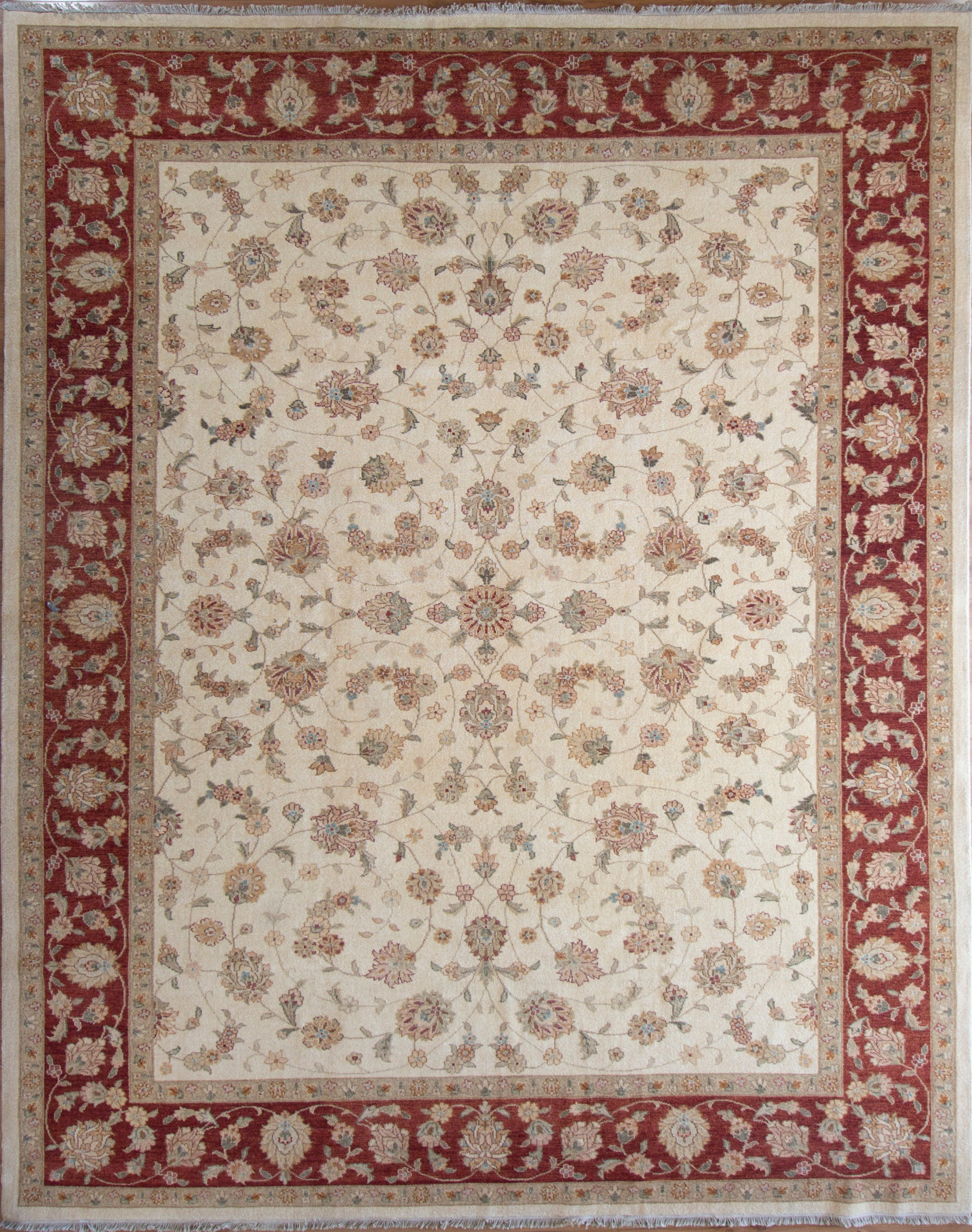 Chobi Wool Hand Knotted Pakistani Rug, featuring Ivory tones and Floral design, ideal area rug for any room in your home.