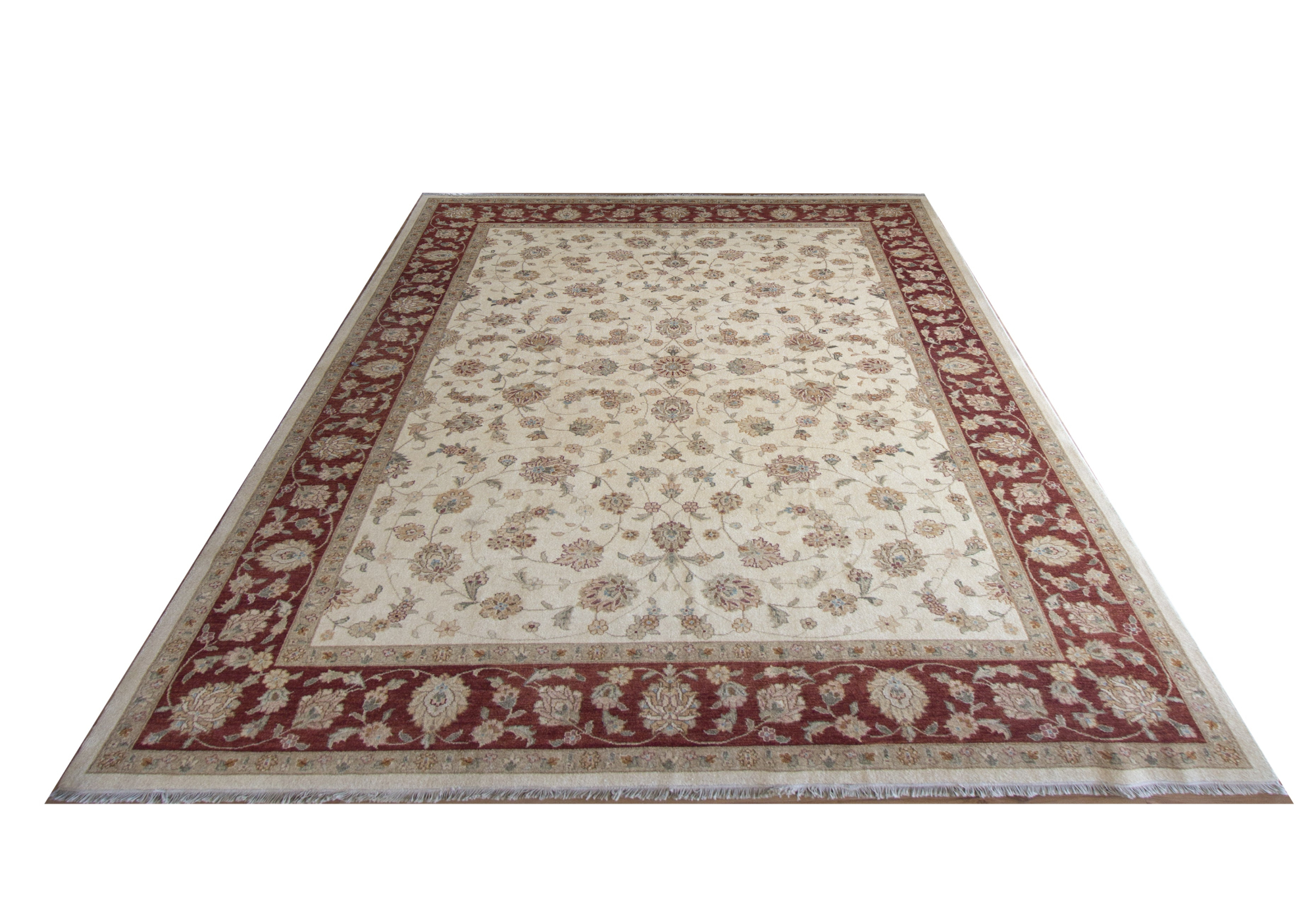 Chobi Wool Hand Knotted Pakistani Rug, featuring Ivory tones and Floral design, ideal area rug for any room in your home.