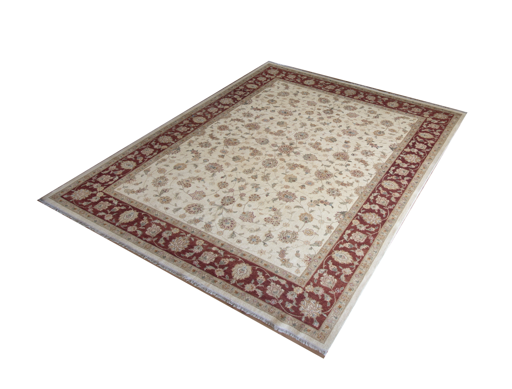 Chobi Wool Hand Knotted Pakistani Rug, featuring Ivory tones and Floral design, ideal area rug for any room in your home.