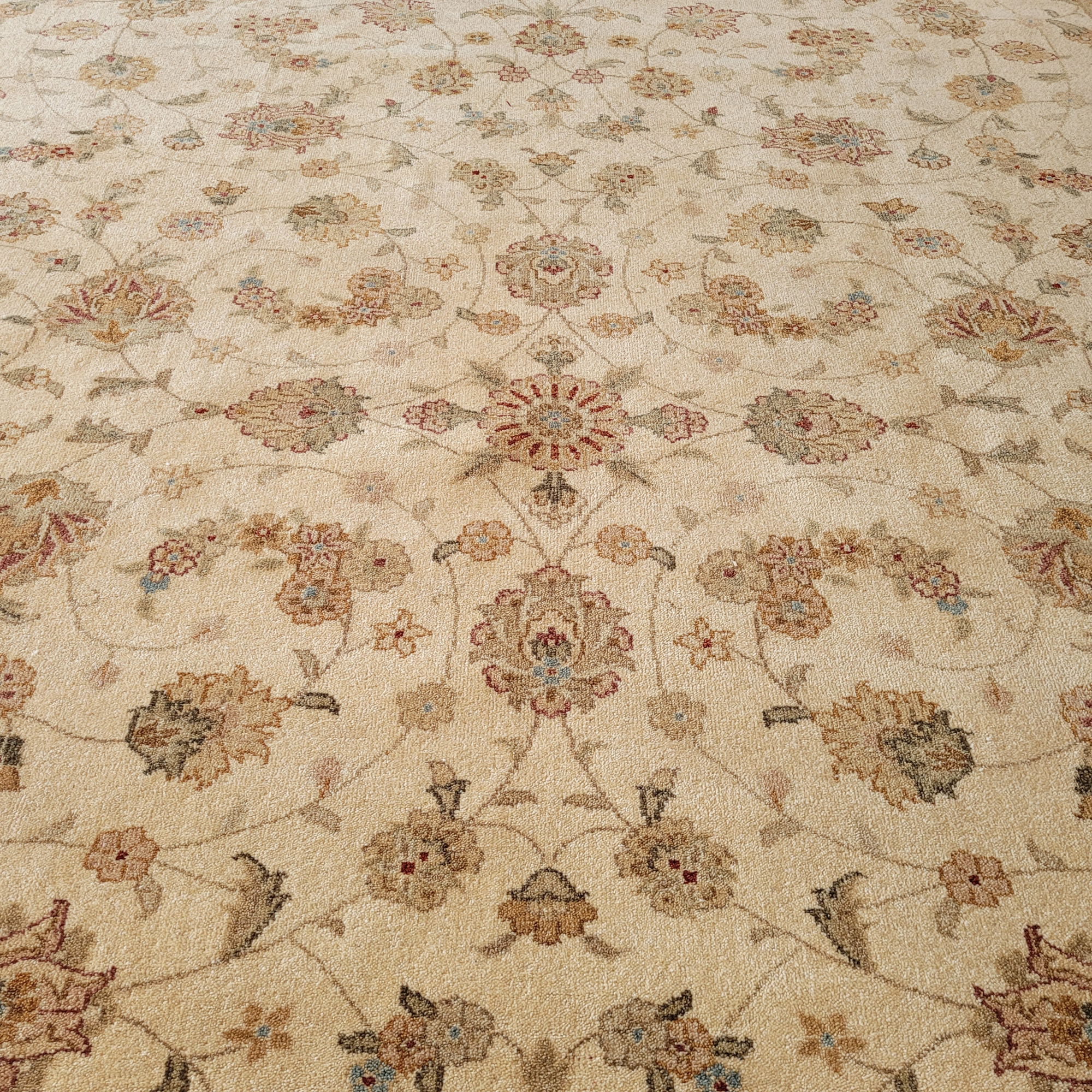 Chobi Wool Hand Knotted Pakistani Rug, featuring Ivory tones and Floral design, ideal area rug for any room in your home.
