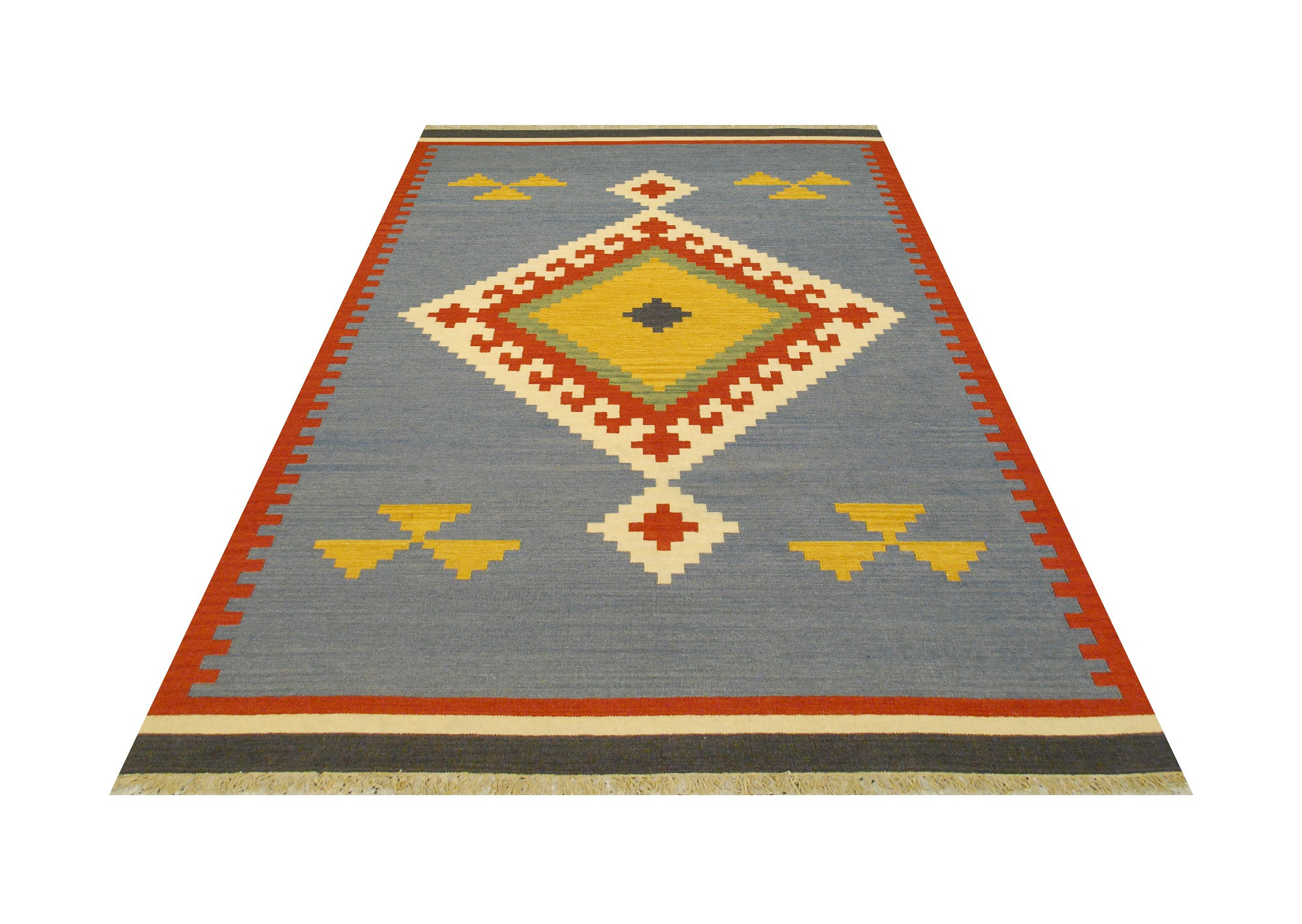 Killim Keisari Multi Wool Hand Woven Indian Rug, featuring Multi tones and Geometric design, ideal area rug for any room in your home.