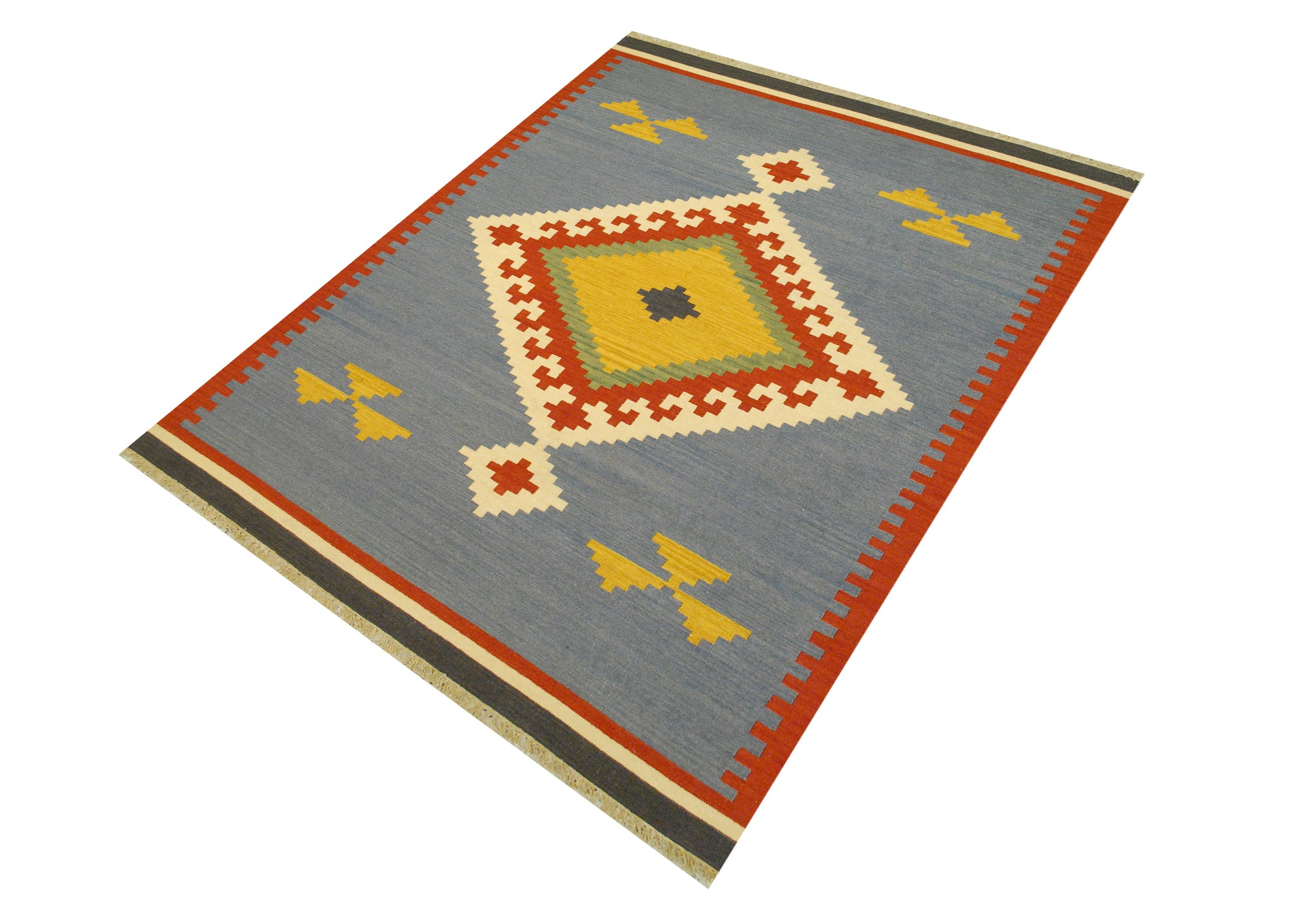 Killim Keisari Multi Wool Hand Woven Indian Rug, featuring Multi tones and Geometric design, ideal area rug for any room in your home.