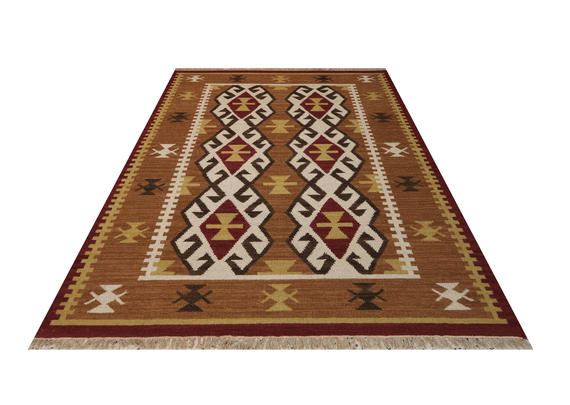 Killim Keisari Multi Wool Hand Woven Indian Rug, featuring Multi tones and Geometric design, ideal area rug for any room in your home.