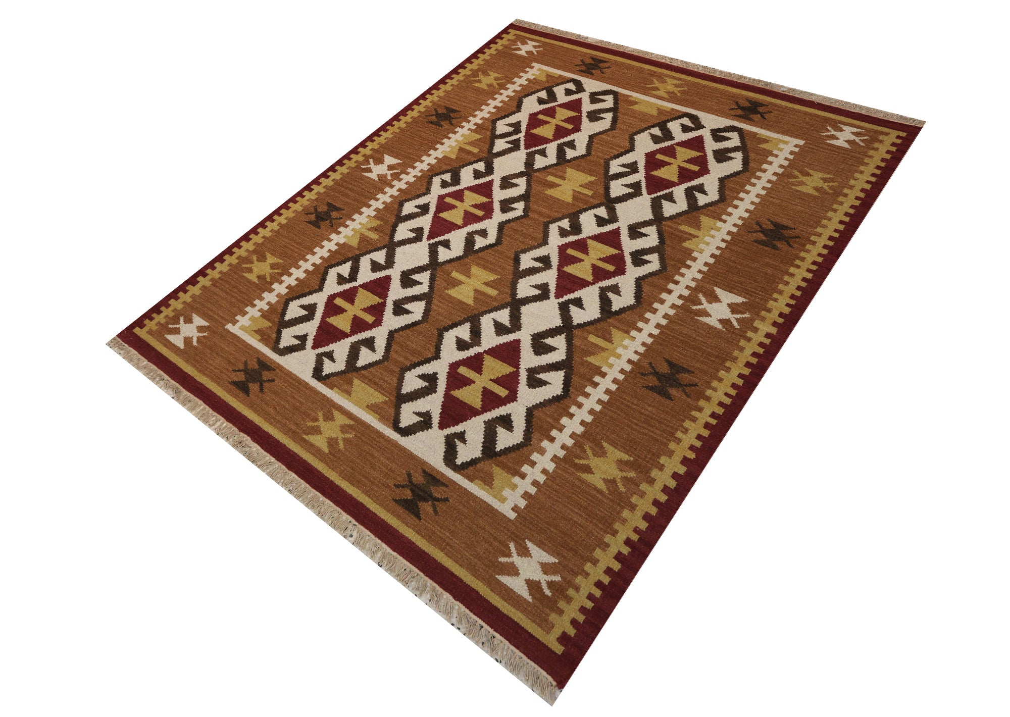 Killim Keisari Multi Wool Hand Woven Indian Rug, featuring Multi tones and Geometric design, ideal area rug for any room in your home.