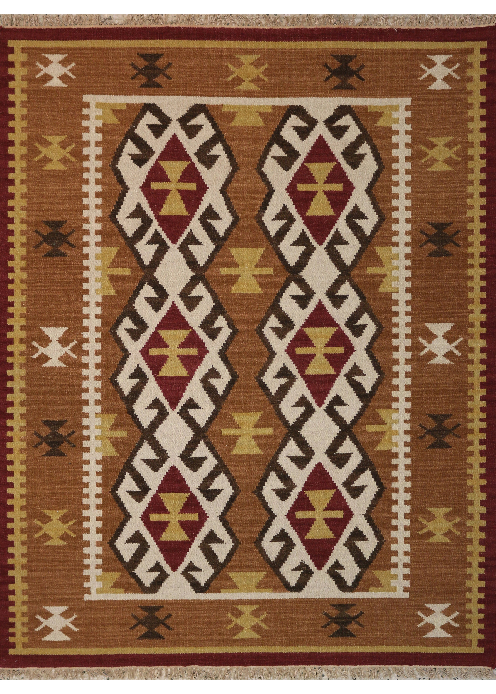 Killim Keisari Multi Wool Hand Woven Indian Rug, featuring Multi tones and Geometric design, ideal area rug for any room in your home.
