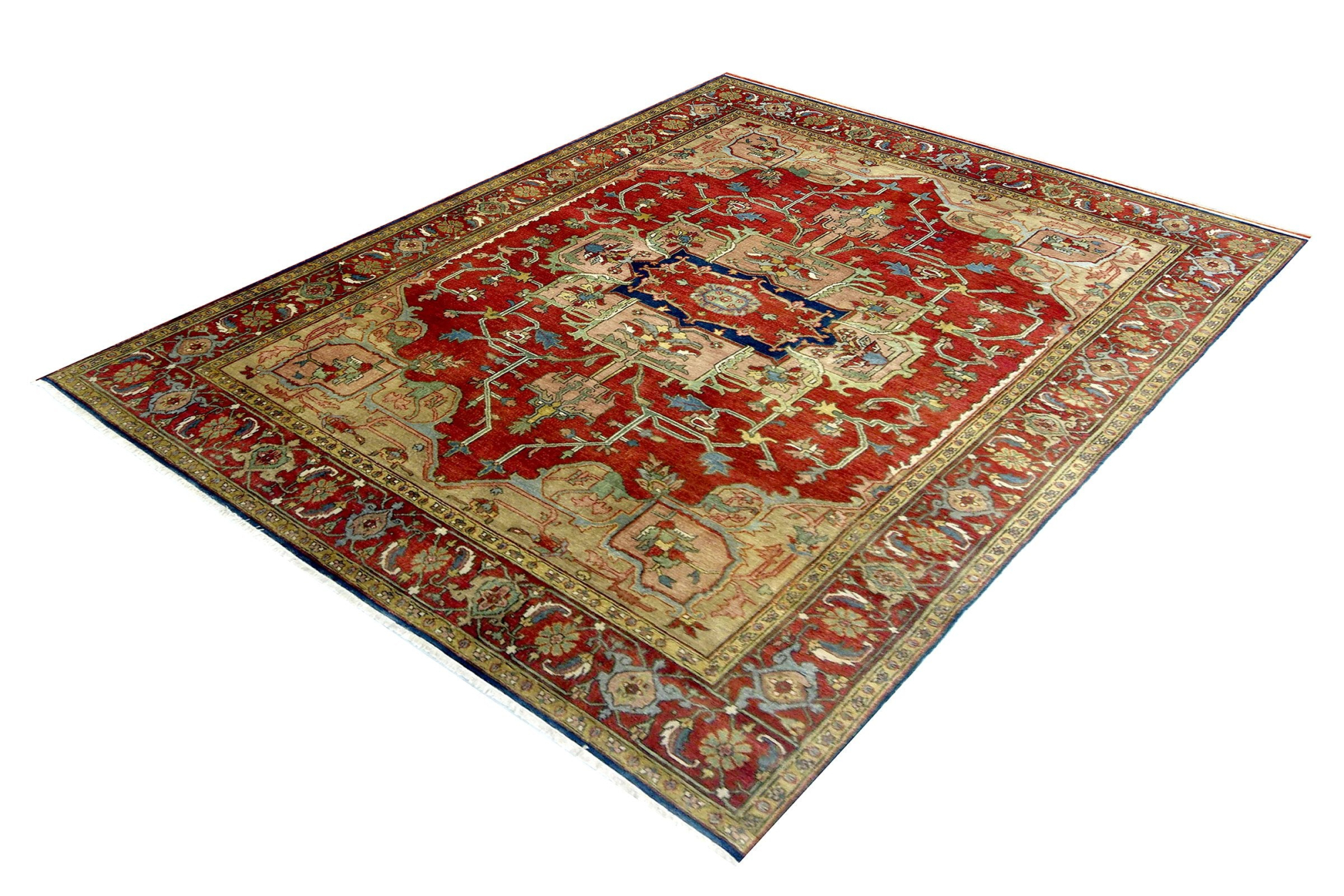 Serapi Fine Wool Rust Fine Wool Hand Knotted Indian Rug, featuring Red tones and Floral design, ideal area rug for any room in your home.