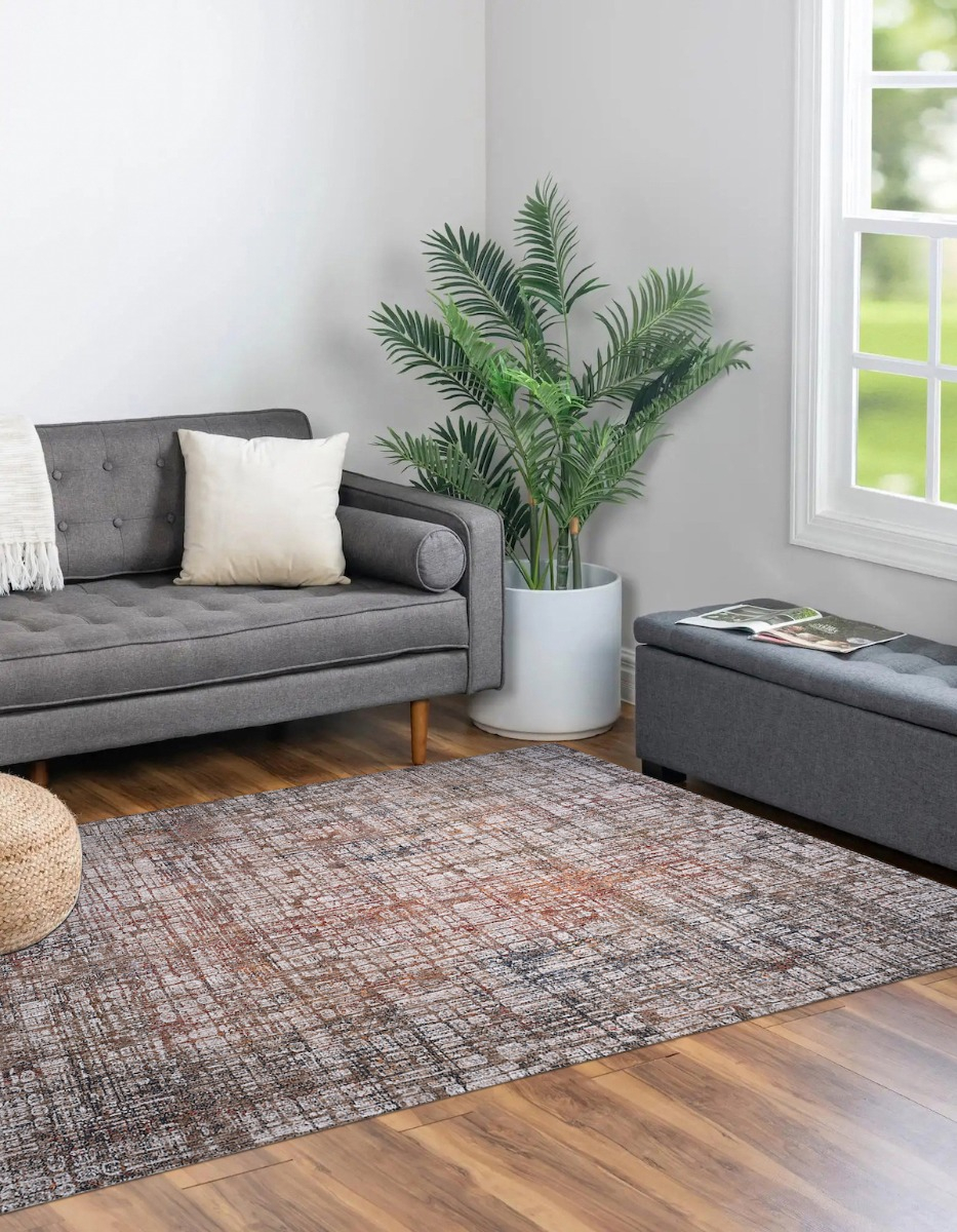 Hudson 582 Pebbles Loomed Turkish Rug, featuring Rust tones and Minimal design, ideal area rug for any room in your home.