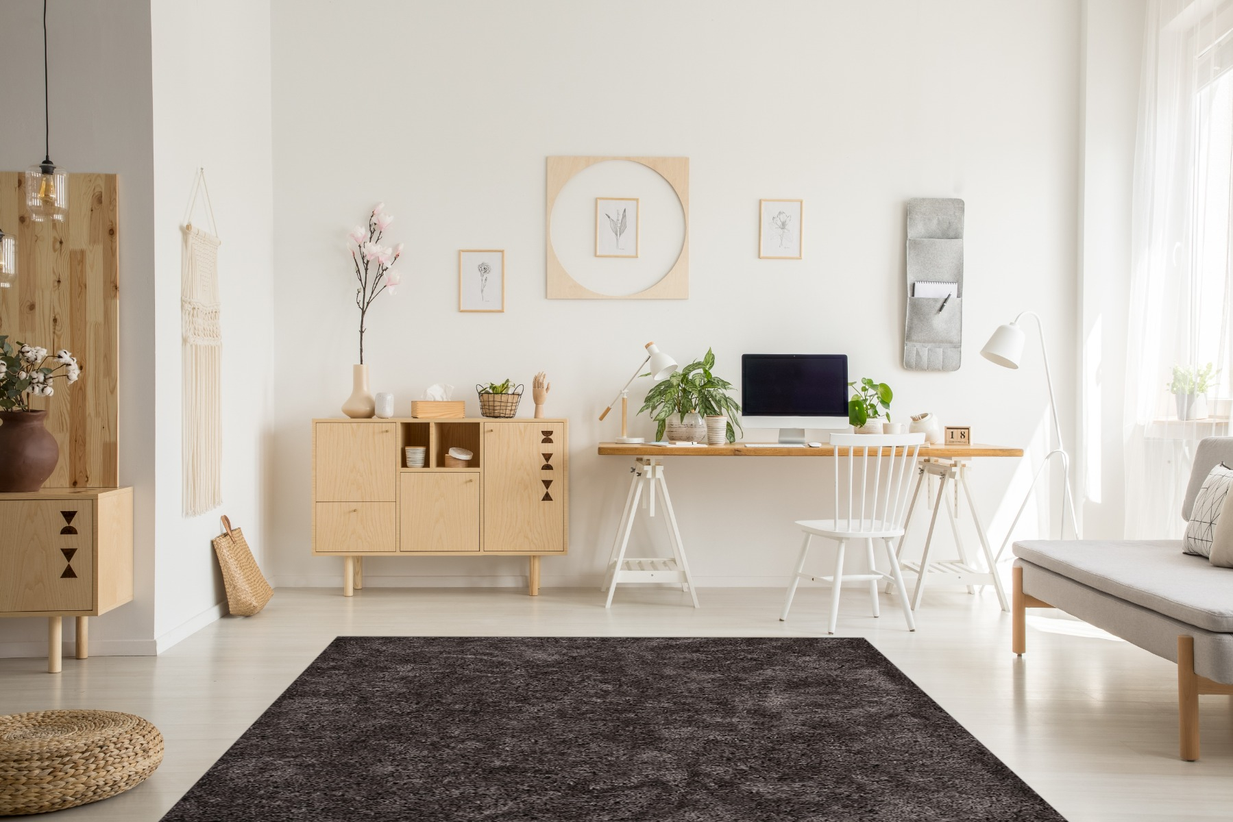 Fiorella Shag Grey Loomed Turkish Rug, featuring Grey tones and Minimal design, ideal area rug for any room in your home.