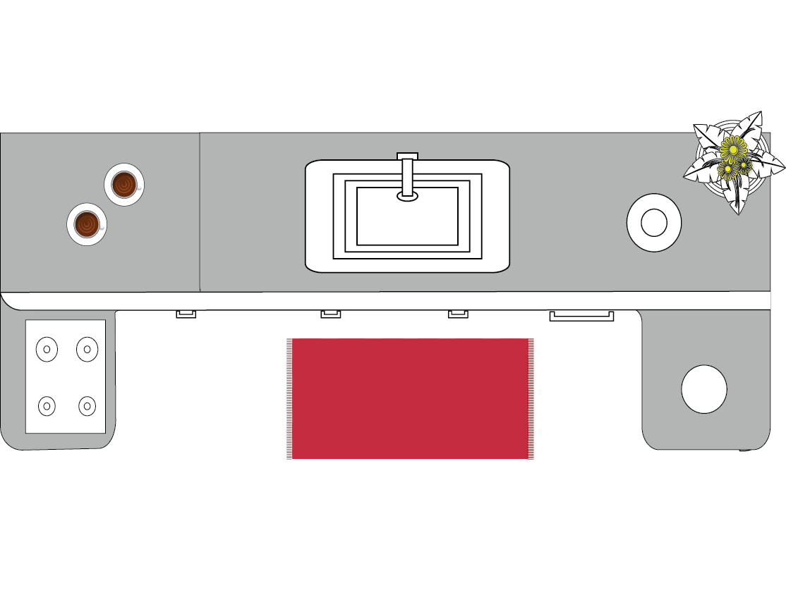 Graphic of how a small rug fits in a kitchen